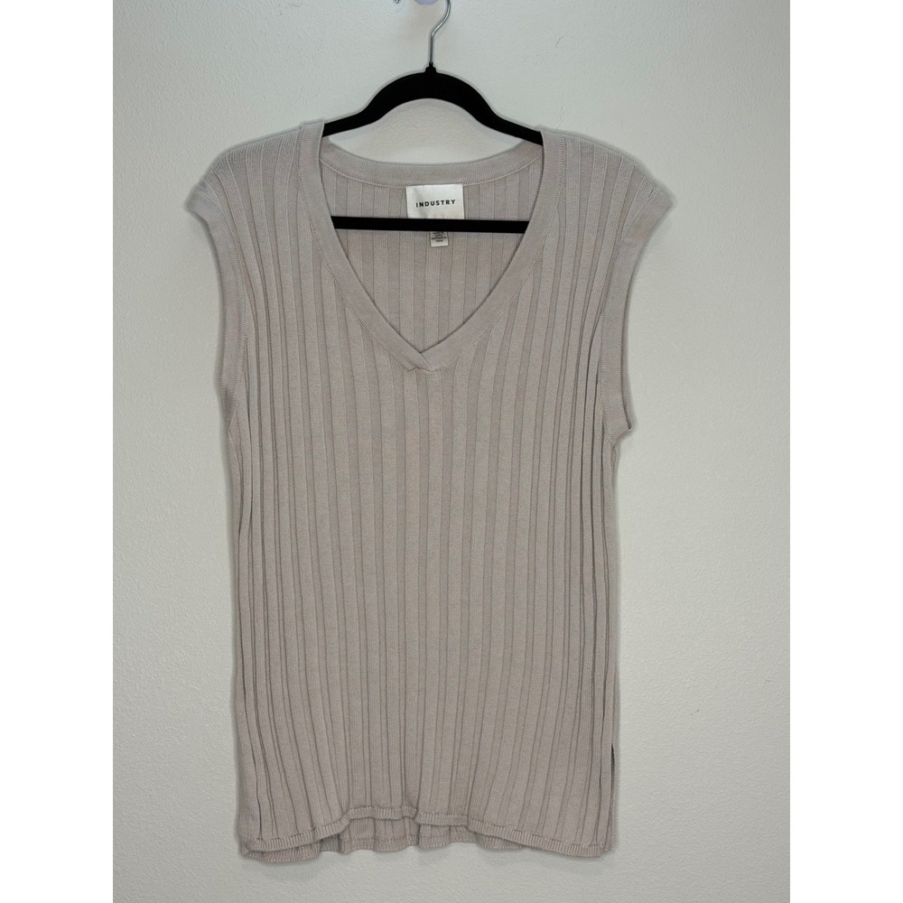 Industry Republic Clothing Beige Ribbed V-Neck Sweater Vest Women's Large